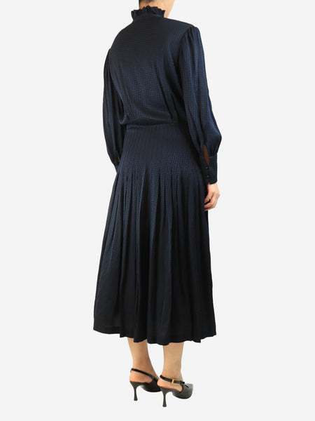 Navy houndstooth midi dress - size UK 12 alternate image