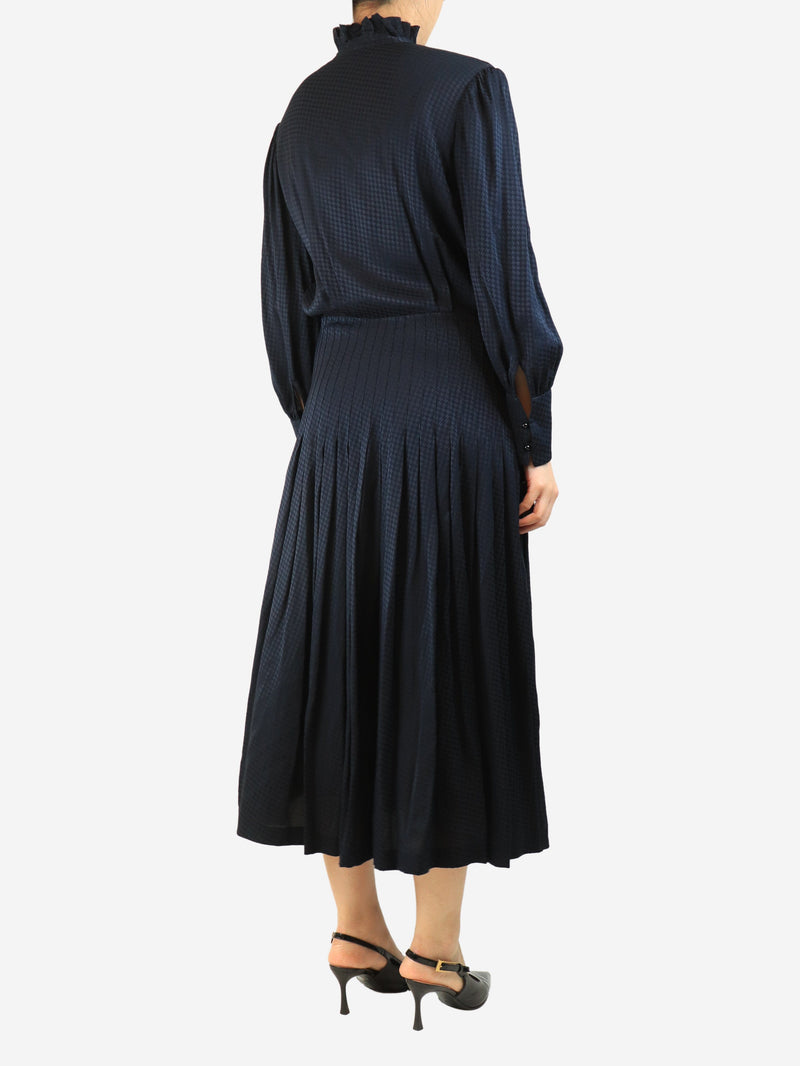 Navy houndstooth midi dress - size UK 12 Dresses Saint Laurent 