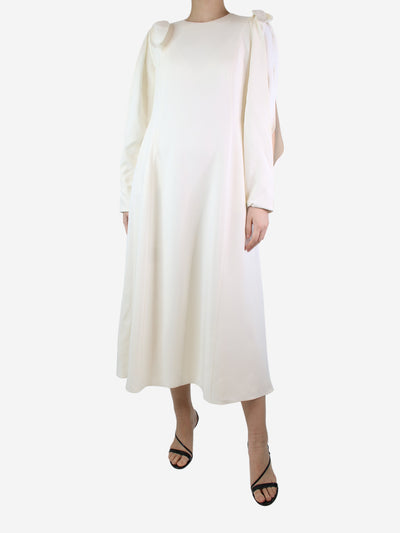 Cream cutout sleeve tie midi dress - size UK 10 Dresses Gabriela Hearst 