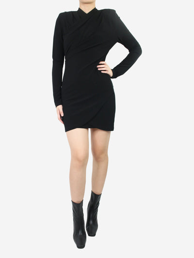 Black padded-shoulder gathered dress - size S Dresses Gauge81 