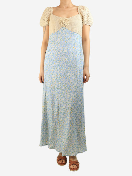 Blue Sardinia floral-crochet maxi dress - size M product image