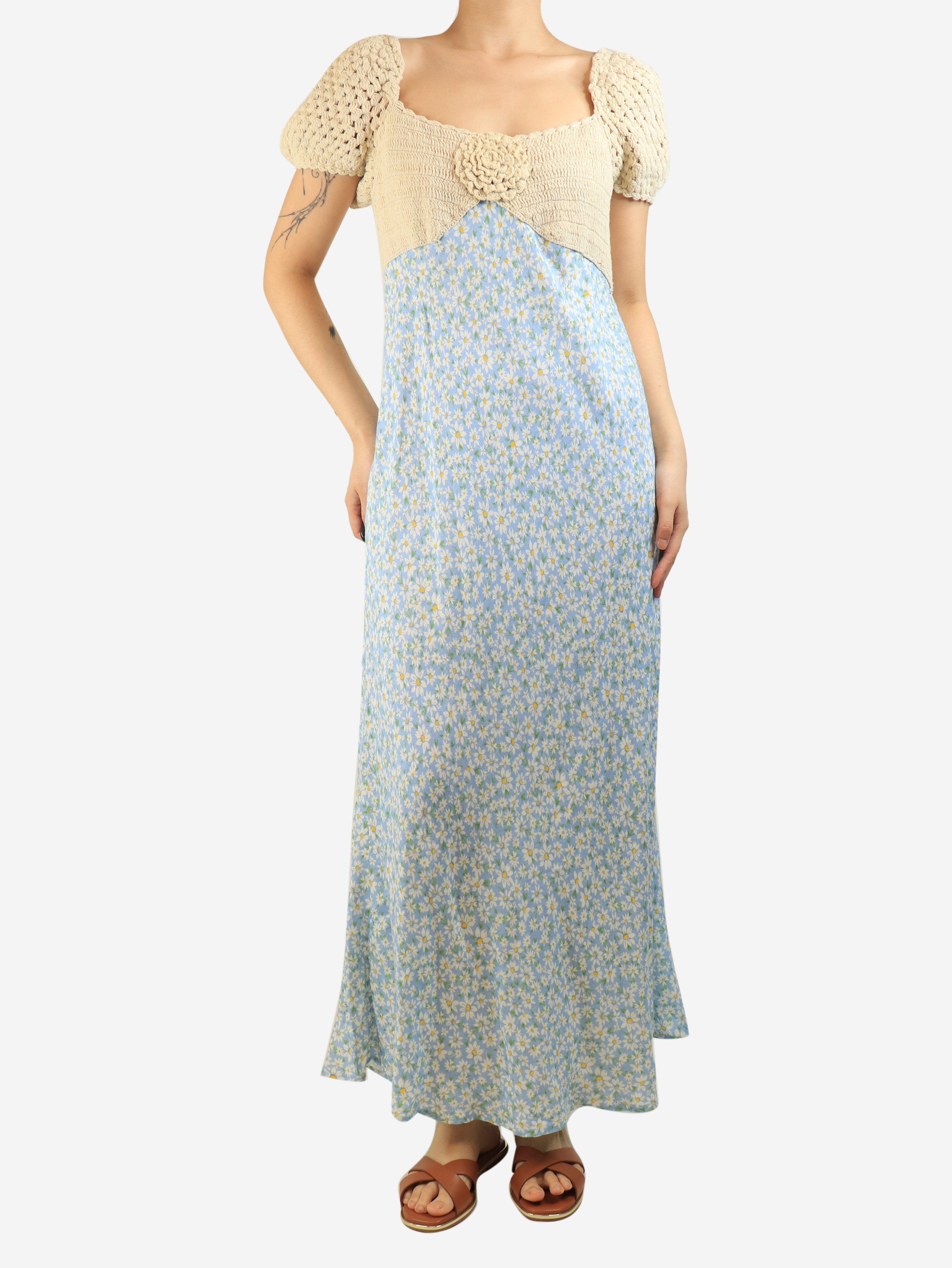 Blue Sardinia floral-crochet maxi dress - size M Dresses Rixo 