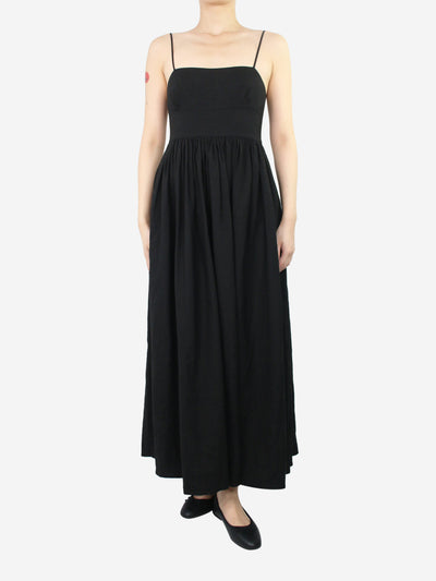 Black spaghetti-strap square-neck maxi dress - size UK 8 Dresses Matteau 