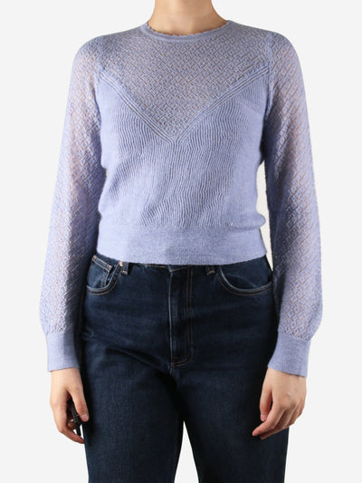 Blue crewneck patterned jumper - size S Knitwear Intermix