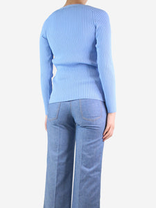 Gucci Blue ribbed cardigan - size UK 8