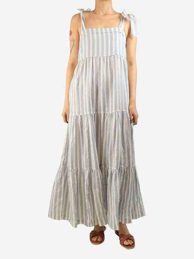 Blue and white tiered jacquard maxi dress - size M Dresses Heidi Klein 