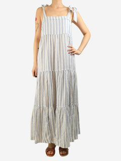 Blue and white tiered jacquard maxi dress - size M Dresses Heidi Klein 
