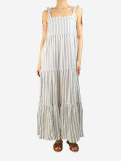 Blue and white tiered jacquard maxi dress - size M Dresses Heidi Klein 