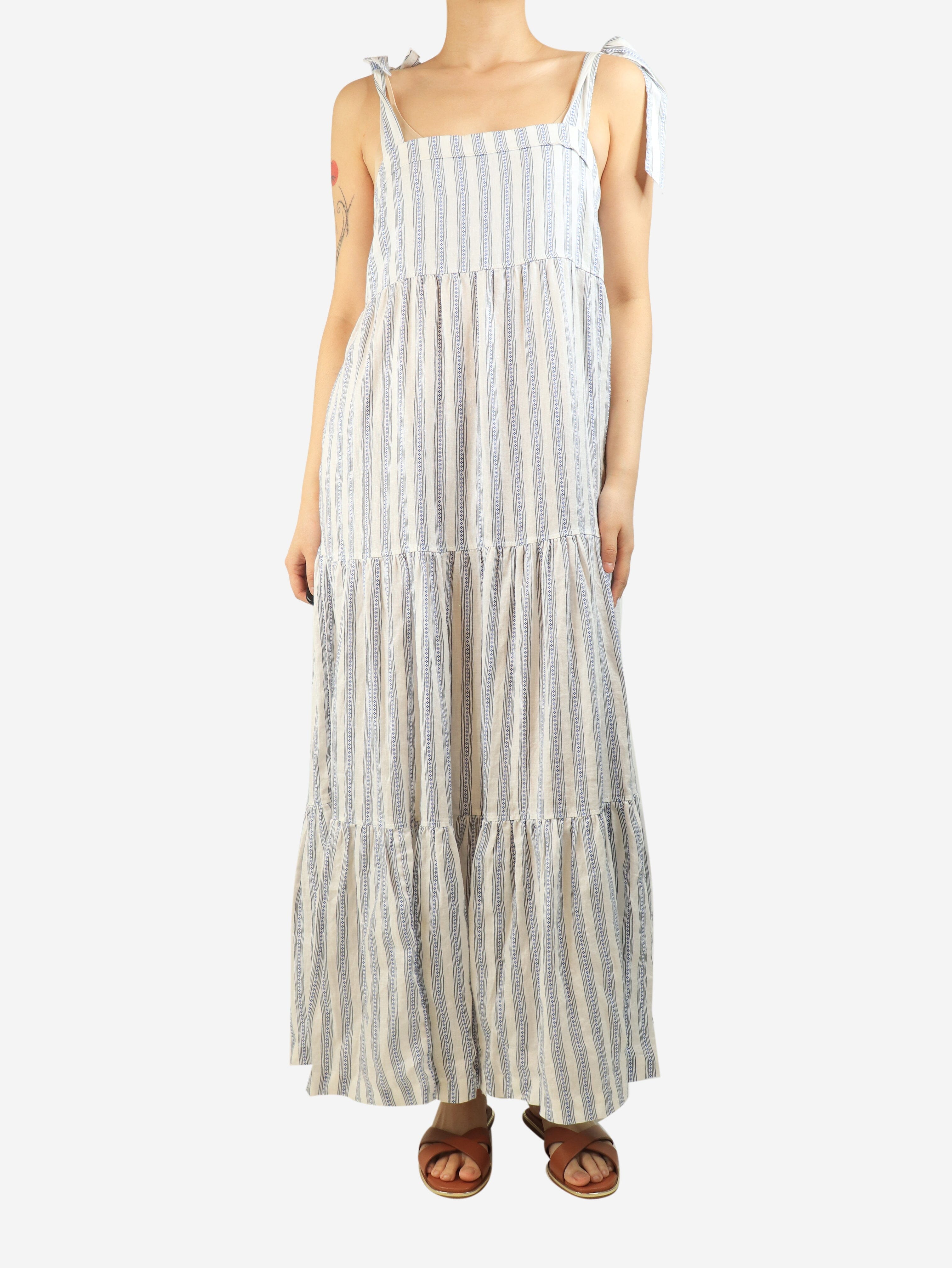 Blue and white tiered jacquard maxi dress - size M Dresses Heidi Klein 