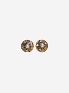 Gold vintage pearl and rhinestone clip-on earrings Earrings Chanel 