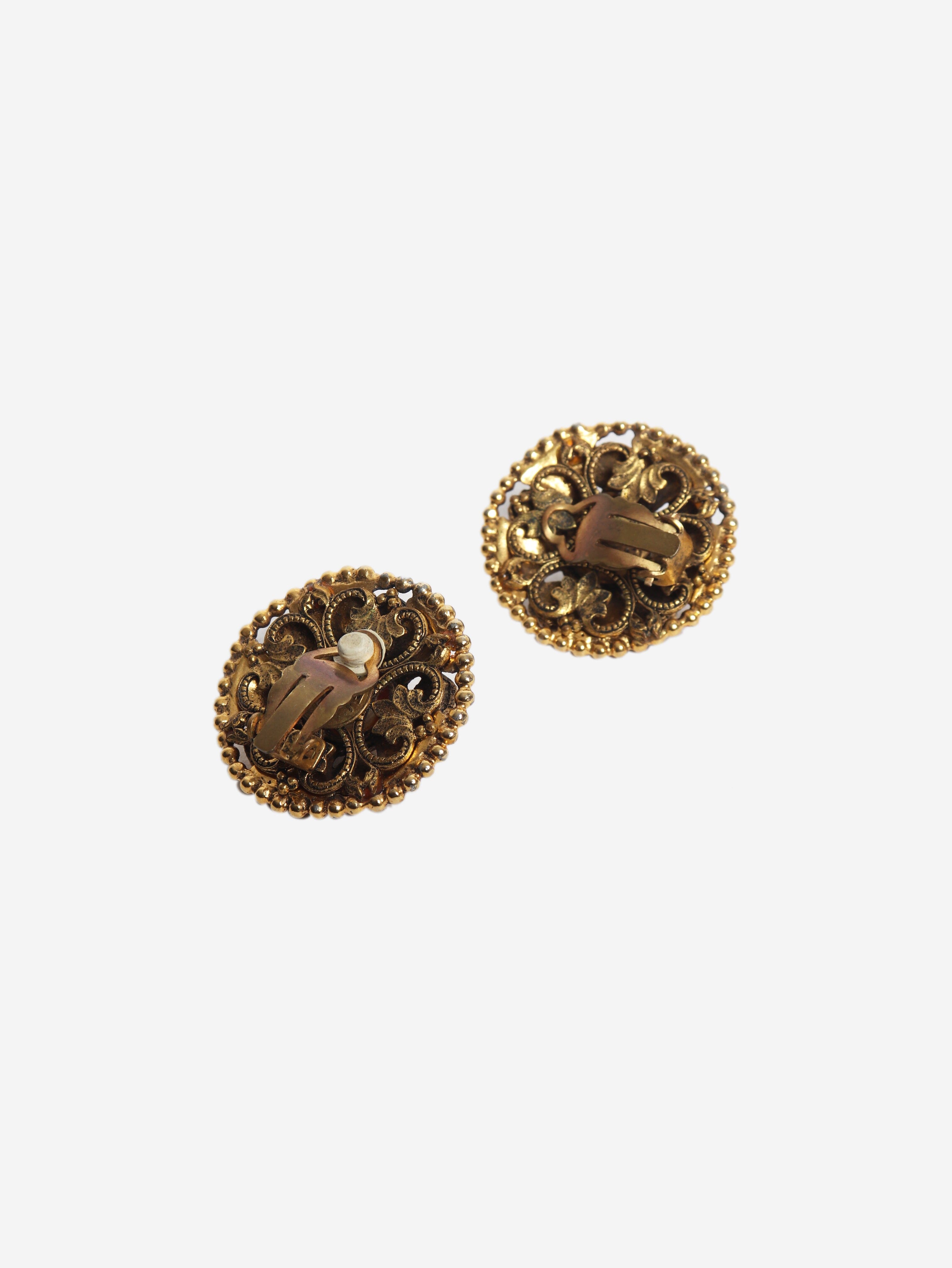 Gold vintage pearl and rhinestone clip-on earrings Earrings Chanel 