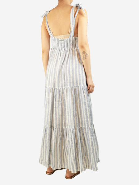 Blue and white tiered jacquard maxi dress - size M alternate image