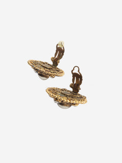 Gold vintage pearl and rhinestone clip-on earrings Earrings Chanel 