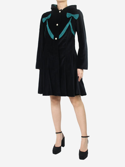 Black velour hooded coat - size M Coats & Jackets Batsheva 