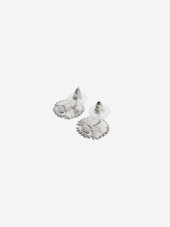 Black and silver camelia stud earrings