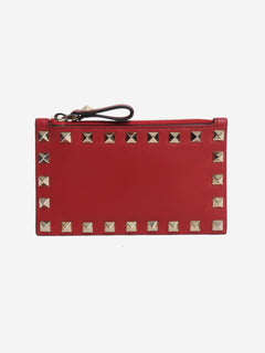 Red leather rockstuds cardholder