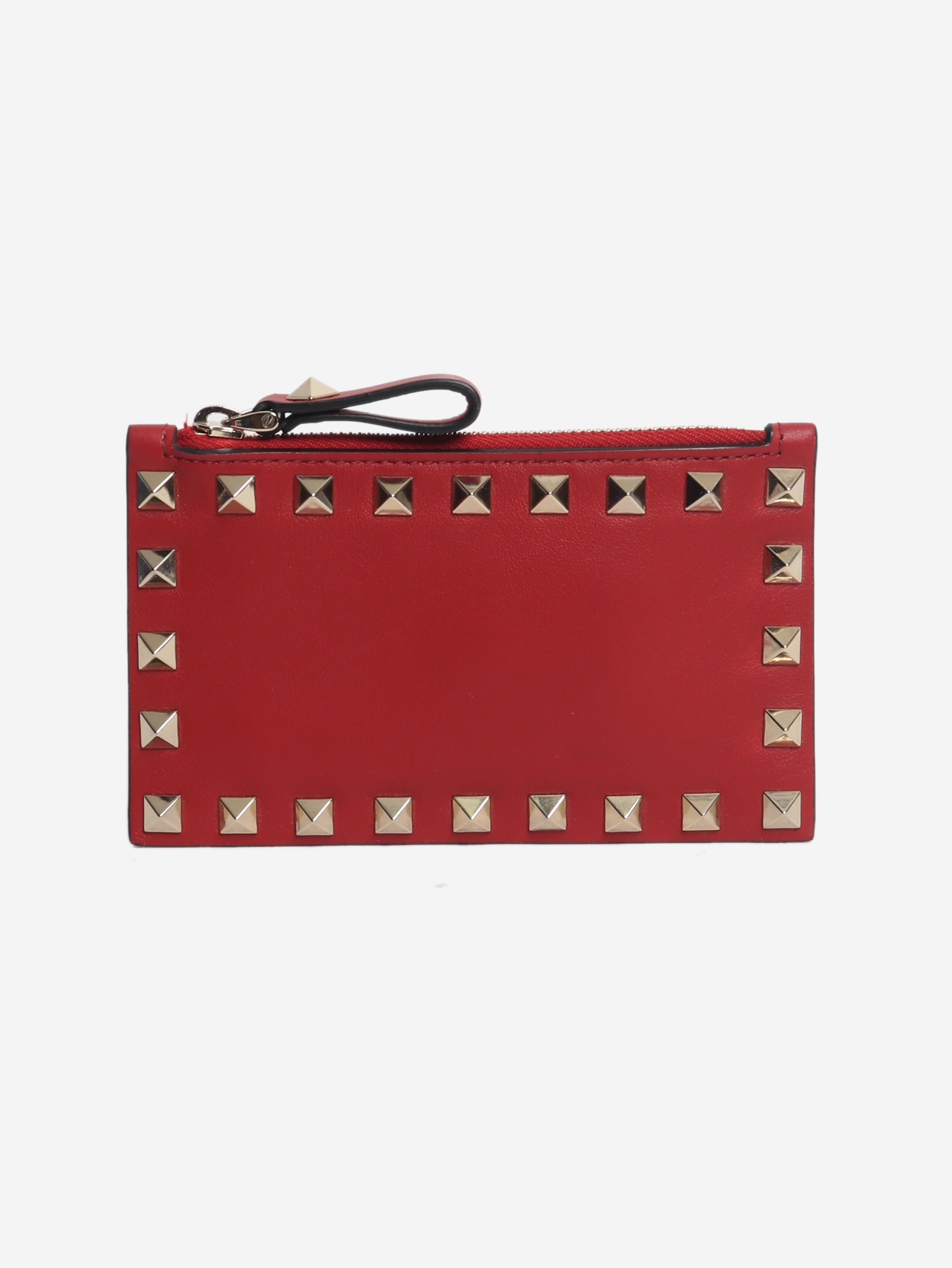 Red leather rockstuds cardholder