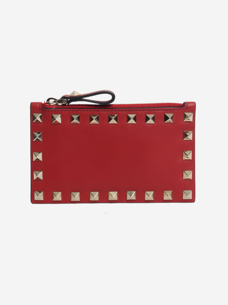 Red leather rockstuds cardholder product image
