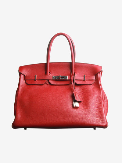 Red 2014 Birkin 35 bag in Clemence leather Top Handle Bags Hermes 