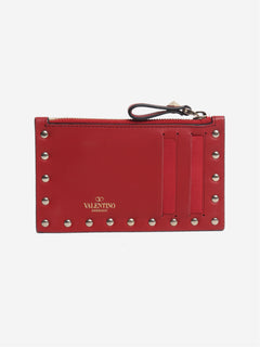 Red leather rockstuds cardholder