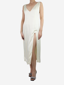 Marina Moscone Cream sleeveless slit dress - size UK 12