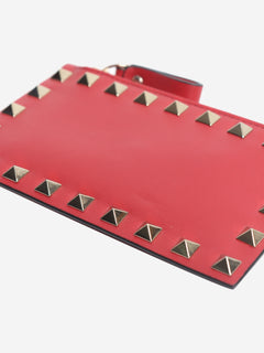 Red leather rockstuds cardholder