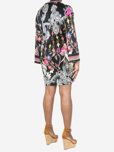 Etro Black floral printed midi dress - size UK 12