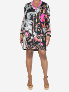 Etro Black floral printed midi dress - size UK 12