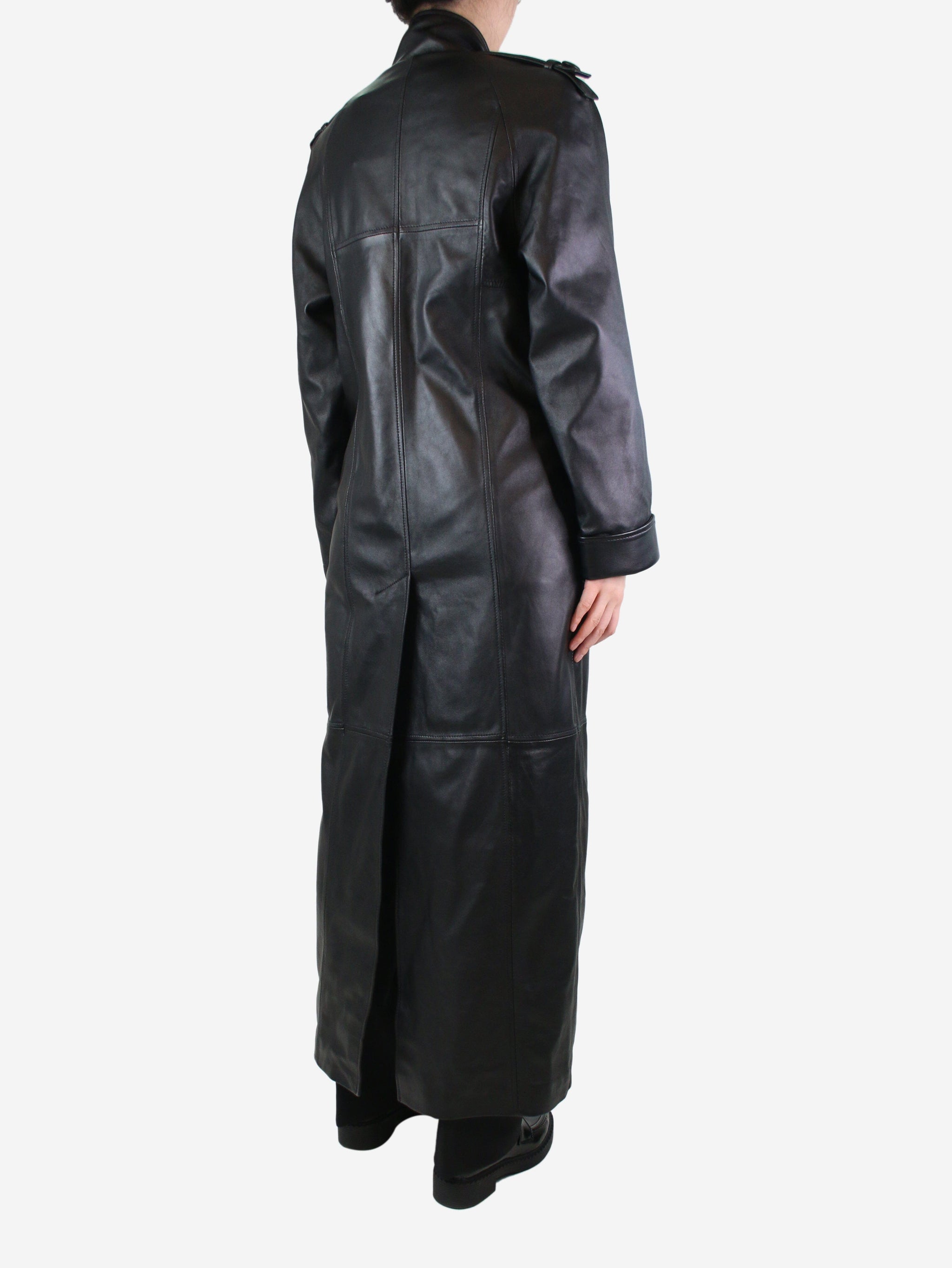 Black long leather outlet jacket