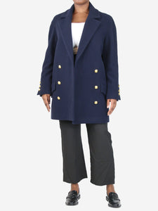 Raey Navy wool double-breasted coat - size