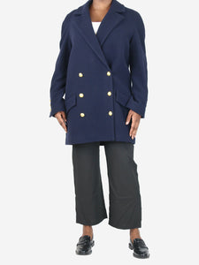 Raey Navy wool double-breasted coat - size