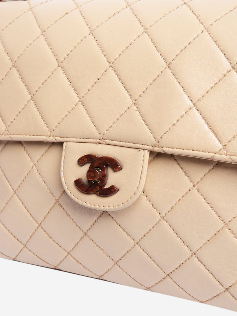 Beige vintage 2000 lambskin tortoishell resin flap bag Handbags Chanel 