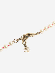 Chanel White and purple bejewelled charm pearl necklace