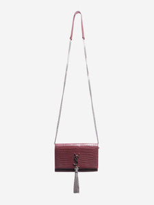 Saint Laurent Maroon medium Kate croc-embossed bag