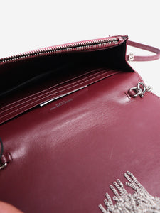 Saint Laurent Maroon medium Kate croc-embossed bag