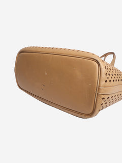 Brown laser cut leather tote bag - size Tote Bags Prada 