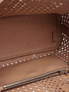 Brown laser cut leather tote bag - size Tote Bags Prada 