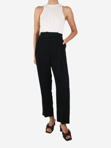 Toteme Black pleated crepe trousers - size UK 6