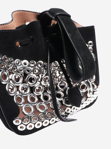 Alaia Black eyelet embellished suede clutch