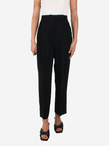Toteme Black pleated crepe trousers - size UK 6