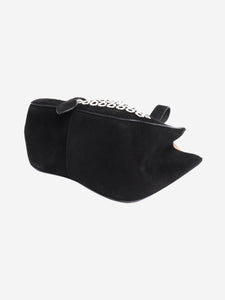 Alaia Black eyelet embellished suede clutch