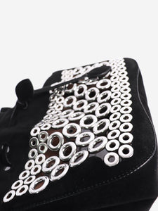 Alaia Black eyelet embellished suede clutch