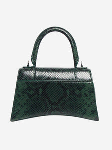 Balenciaga Dark green and black small Hourglass snakeskin bag