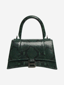 Balenciaga Dark green and black small Hourglass snakeskin bag