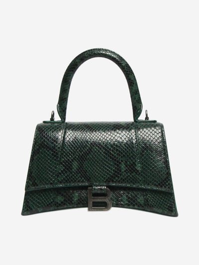 Dark green and black small Hourglass snakeskin bag Top Handle Bags Balenciaga 