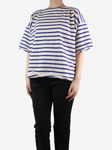 Marni Cream and blue oversized striped top - size UK 8