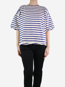 Marni Cream and blue oversized striped top - size UK 8