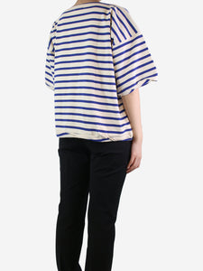 Marni Cream and blue oversized striped top - size UK 8