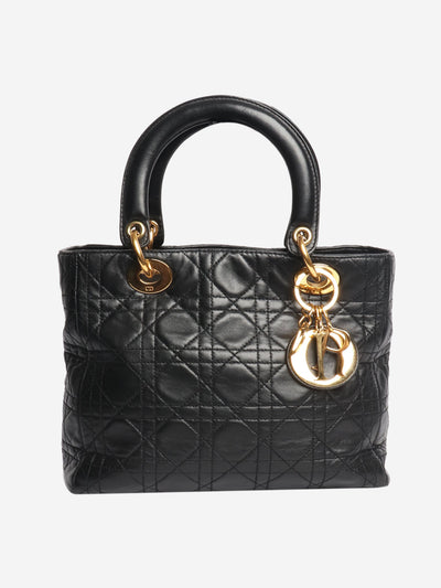 Black vintage leather Lady Dior bag Handbags Christian Dior 
