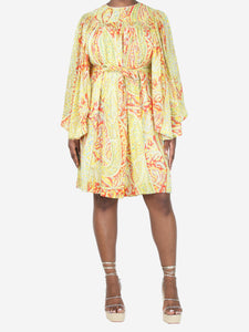 Etro Yellow and red floral printed midi dress - size UK 12